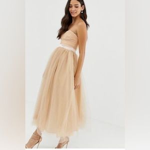 Doll & Delicious Bandeau Maxi Dress in Tan